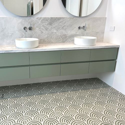pattern green bathroom floor tiles Sydney